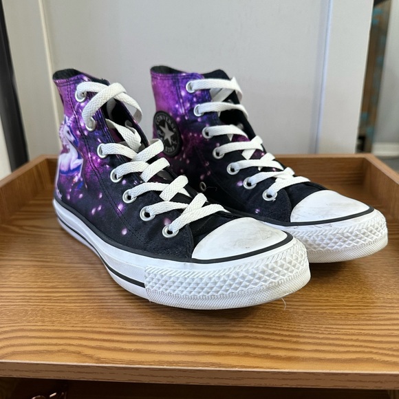 Unicorn Satin High Top Converse Men5/Women7, Galaxy Unicorn Converse - Picture 5 of 7